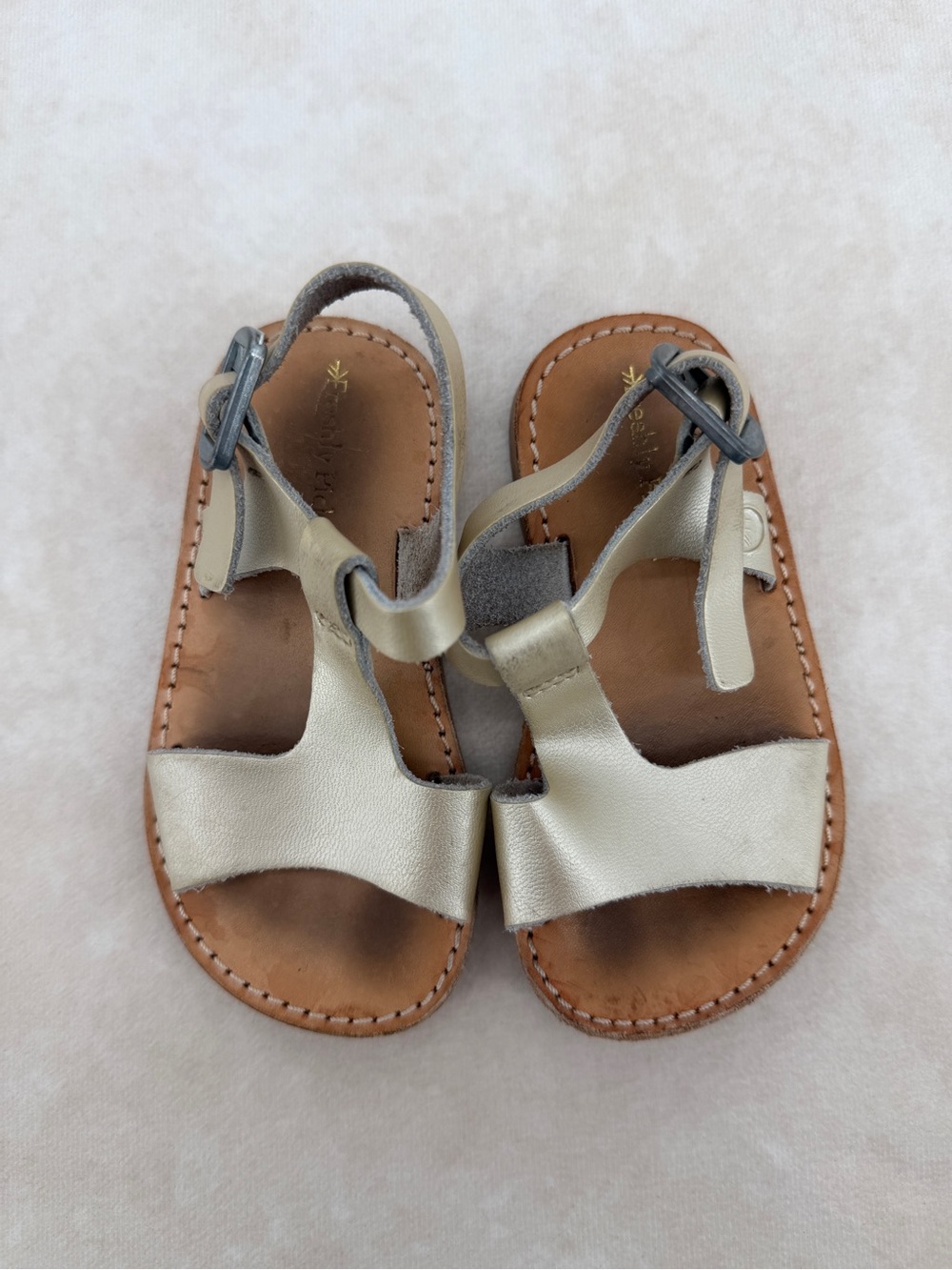 Freshly Picked Metallic Gold Malibu T-Strap Sandals